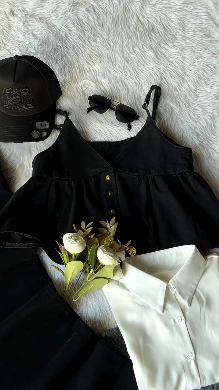 Modern Monochrome Chic Layered Fashion Ensemble with Asymmetrical Black Top, White Shirt & Premium Denim Bottom 👗🖤🤍✨