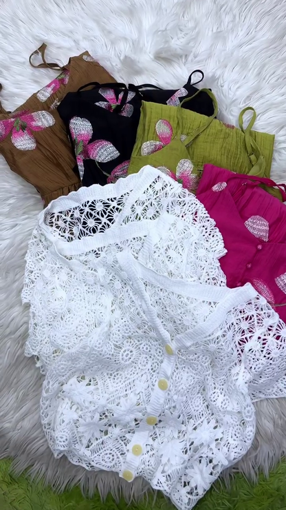 ✨ Blossom Charm Dress & Lace Shrug Set ✨🌸💕