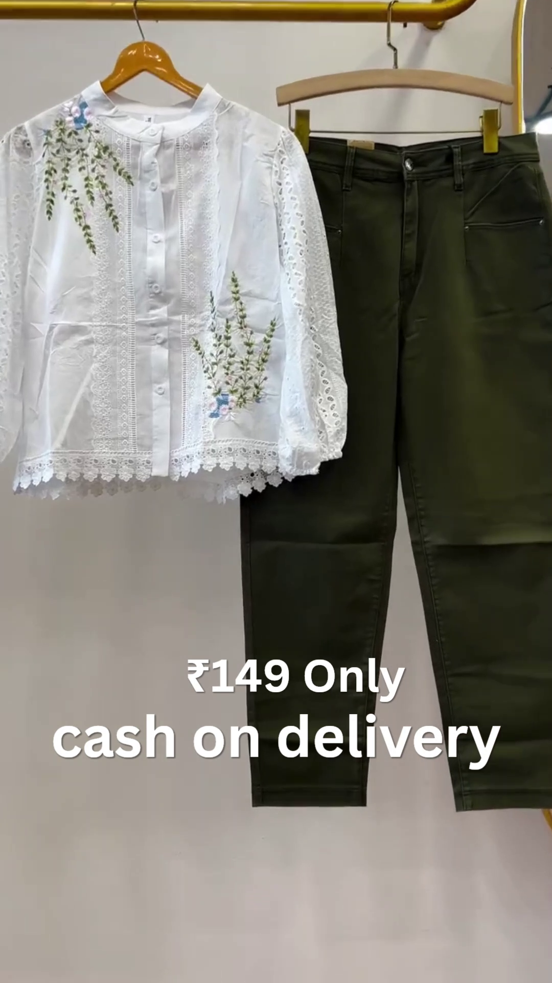 🤍 Elegant Floral Lace Shirt & Premium Trouser Combo 🌿✨ | Chic Everyday Fashion Collection 👖💫