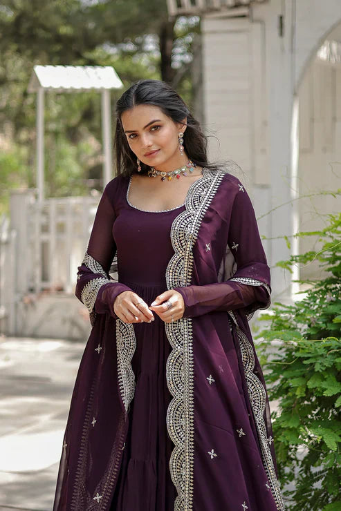 Purple Color Pure Georget salwar suit