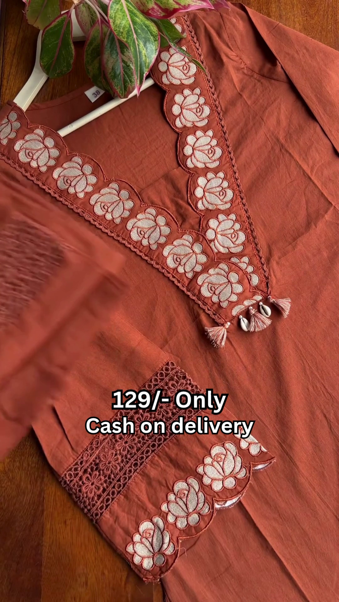 ✨ Rust Bloom Embroidered Kurti ✨